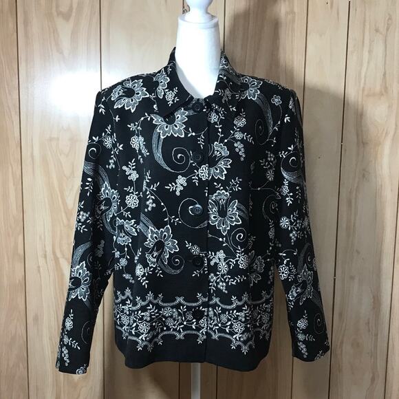 Lifestyle Classics Vintage Floral Collared Long Sleeve Blazer1X - Picture 1 of 6